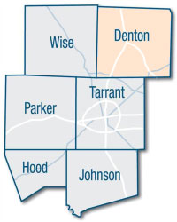 Six county map - Denton