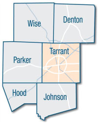 Six county map - Tarrant