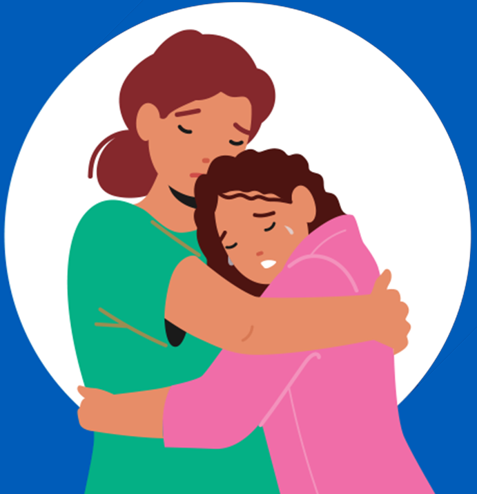 Illustration of mother holding daughter Illustration of mother holding daughter